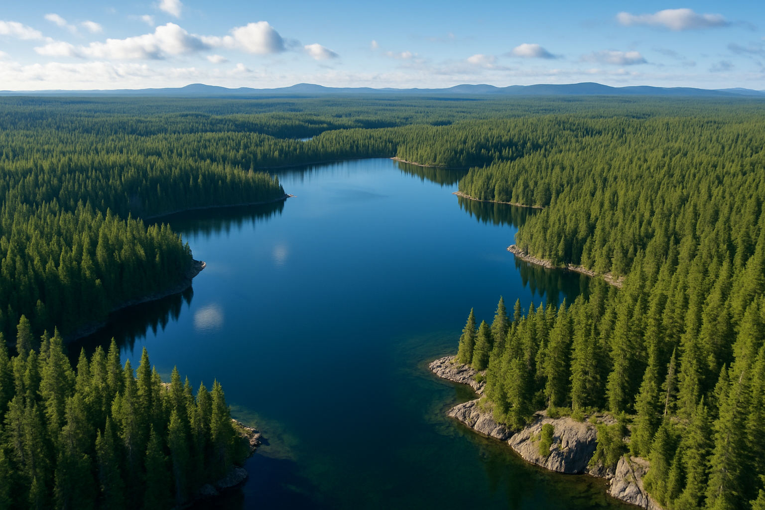 vue aérienne forêt et lac au canada